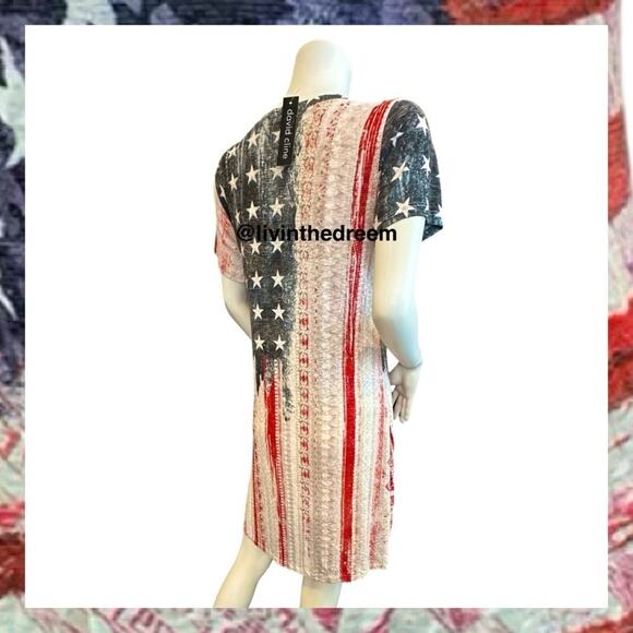 NWT David Cline V-Neck Short Sleeve T-Shirt Dress SZ Small Patriotic $119 - Picture 7 of 16